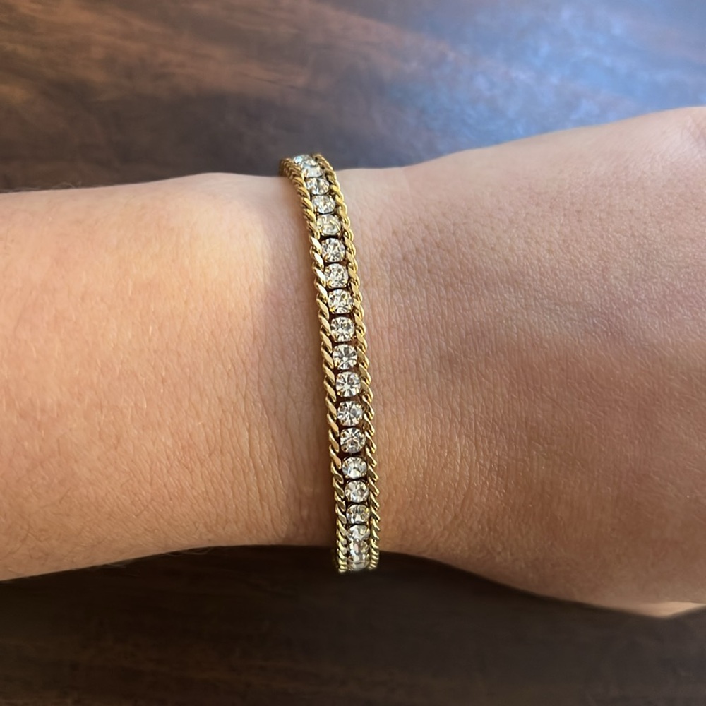 gold plated stainless steel stone bracelet